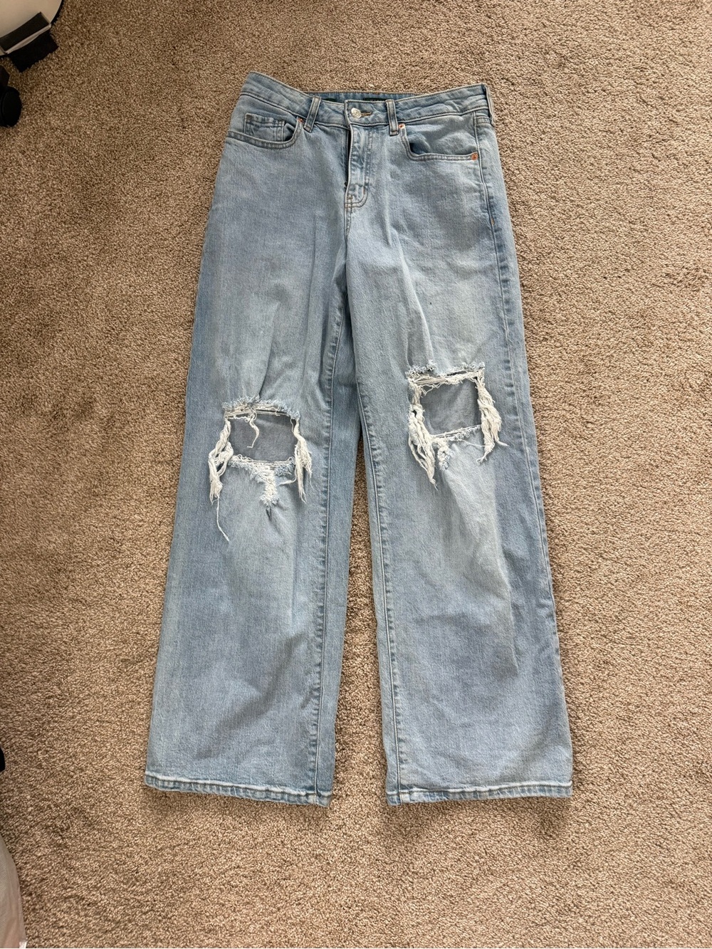 Wild Fable High Rise Baggy Distressed Light Wash Denim Size 6
